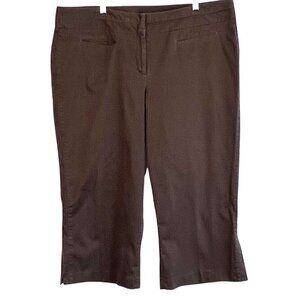 Lane Bryant Brown Cropped Stretch Pants Womens Size 20 Cotton/Spandex VGUC!